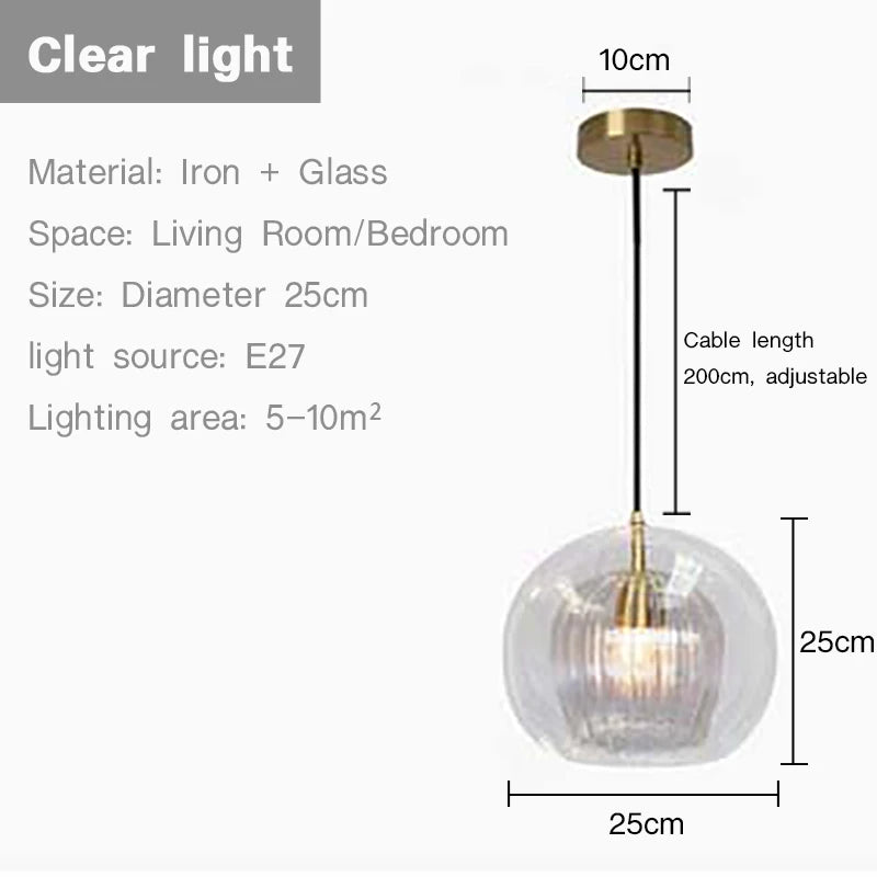 Suspension design nordique en verre - Collection Boule Moderne