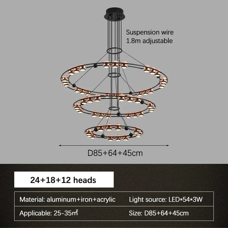  Lustre Nordique Moderne LED Circulaire De Luxe Haricot Duplex | Marco Lucetti