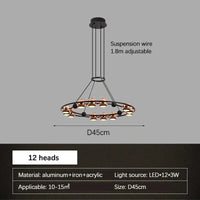  Lustre Nordique Moderne LED Circulaire De Luxe Haricot Duplex | Marco Lucetti D45cm 12têtes / Lumière froide