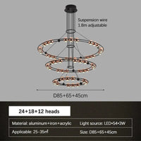  Lustre Nordique Moderne LED Circulaire De Luxe Haricot Duplex | Marco Lucetti D85 65 45cm 54têtes / Lumière froide