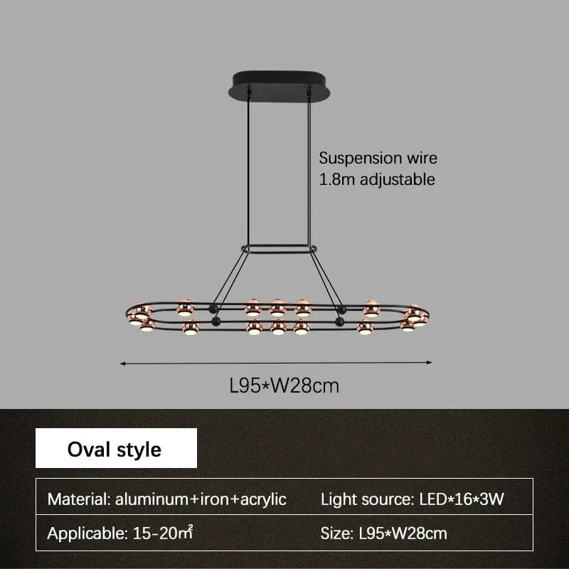  Lustre Nordique Moderne LED Circulaire De Luxe Haricot Duplex | Marco Lucetti Style ovale / Lumière froide