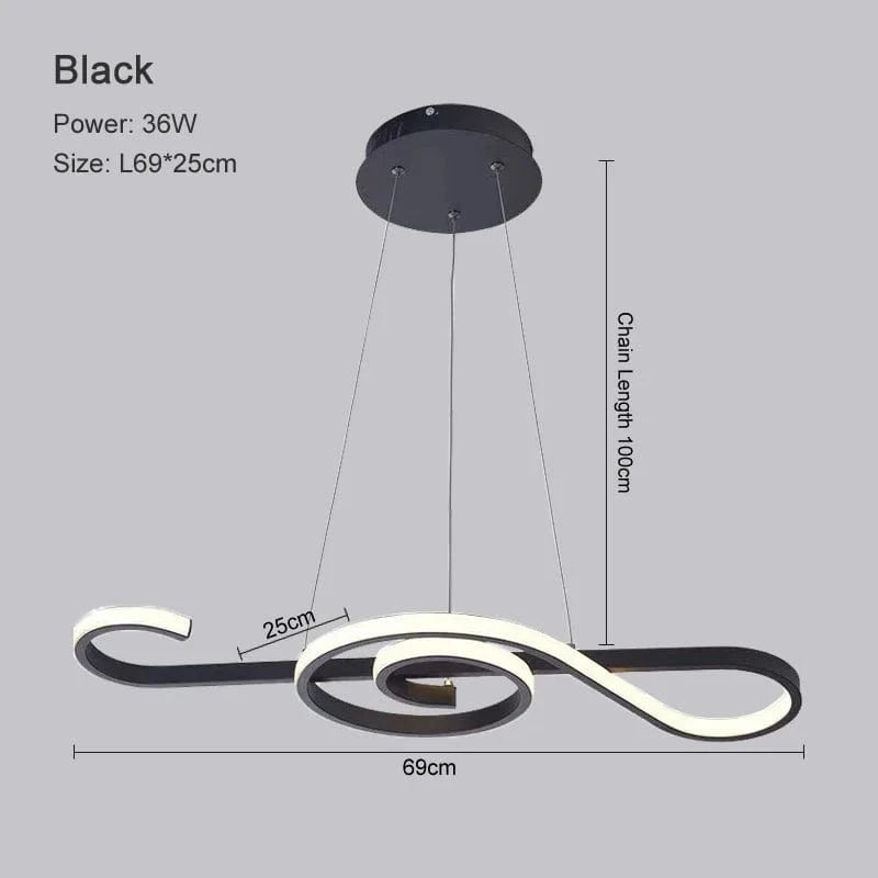 Lustre Nordique Moderne LED pour Décoration Intérieure - Élégance Scandinave | Marco Lucetti Noir / 36W / Blanc chaud | CHINE