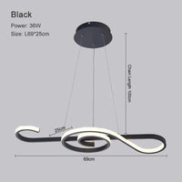 Lustre Nordique Moderne LED pour Décoration Intérieure - Élégance Scandinave | Marco Lucetti Noir / 36W / Blanc chaud | CHINE