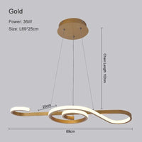 Lustre Nordique Moderne LED pour Décoration Intérieure - Élégance Scandinave | Marco Lucetti Or / 36W / Dimmable avec télécommande | CHINE