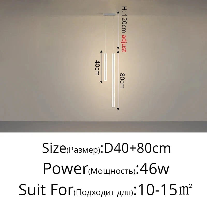 Lustre Nordique Moderne Minimaliste pour Salon et Chambre - Style Épuré | Marco Lucetti Blanc A D40 80cm / 2 couleurs sans télécommande