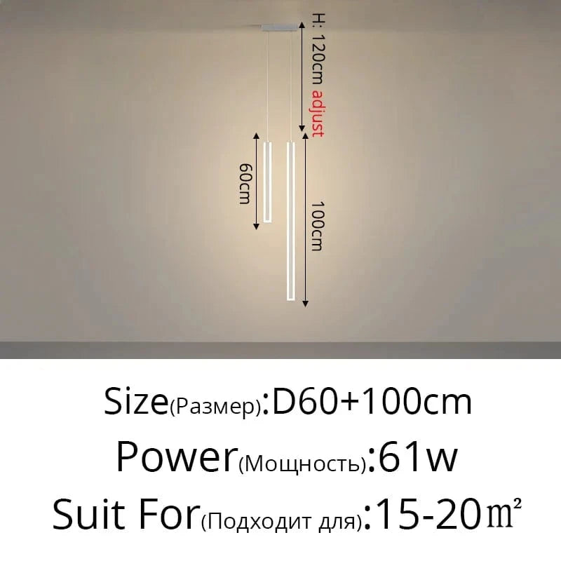 Lustre Nordique Moderne Minimaliste pour Salon et Chambre - Style Épuré | Marco Lucetti Blanc A D60 100cm / 2 couleurs sans télécommande