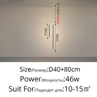 Lustre Nordique Moderne Minimaliste pour Salon et Chambre - Style Épuré | Marco Lucetti Noir A D40 80cm / 2 couleurs sans télécommande