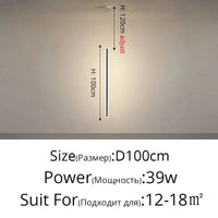 Lustre Nordique Moderne Minimaliste pour Salon et Chambre - Style Épuré | Marco Lucetti Noir Style B D100cm / Luminosité variable