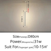 Lustre Nordique Moderne Minimaliste pour Salon et Chambre - Style Épuré | Marco Lucetti Noir Style B D80cm / Luminosité variable