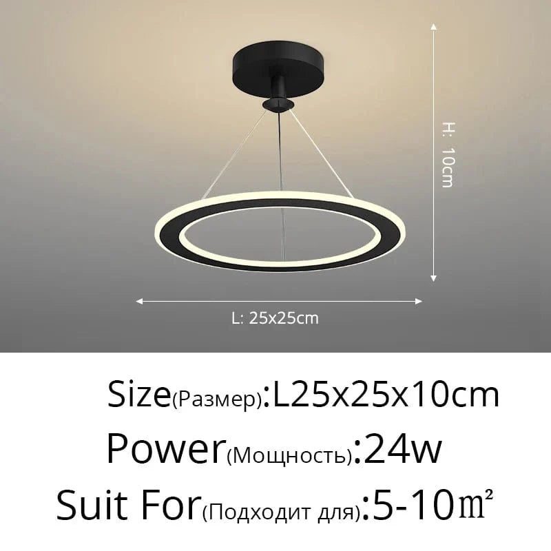 Lustre Nordique Moderne pour Balcon et Entrée | Marco Lucetti Noir style B / 3 couleurs sans télécommande