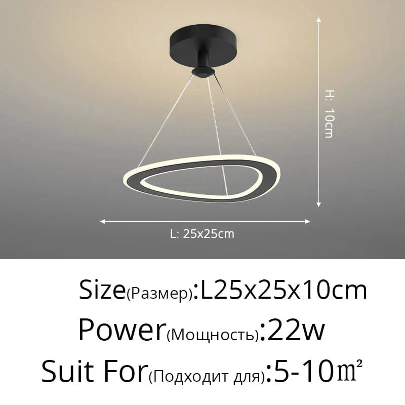 Lustre Nordique Moderne pour Balcon et Entrée | Marco Lucetti Style noir D / 3 couleurs sans télécommande