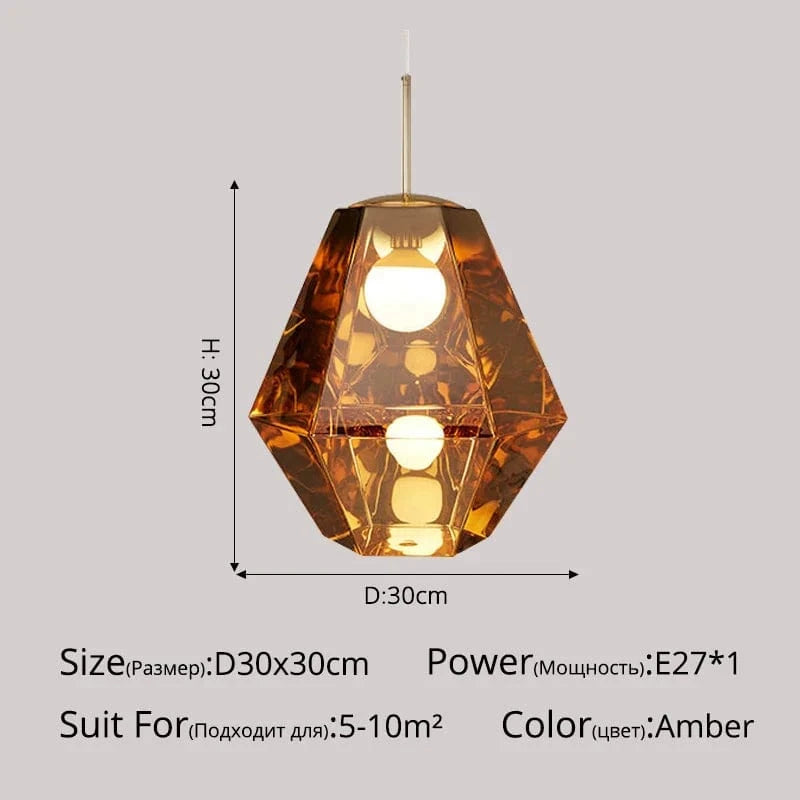 Lustre Nordique Moderne pour Bar Restaurant Café Créatif - Éclat Scandinave | Marco Lucetti A ambre D30x30cm