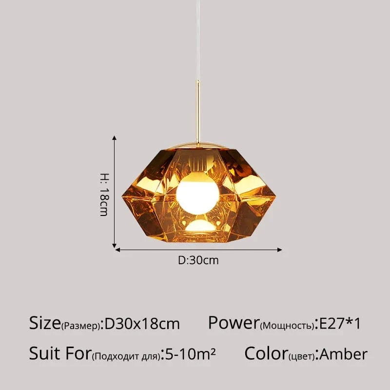 Lustre Nordique Moderne pour Bar Restaurant Café Créatif - Éclat Scandinave | Marco Lucetti B ambre D30x18cm