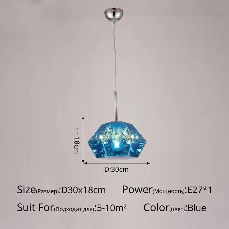 Lustre Nordique Moderne pour Bar Restaurant Café Créatif - Éclat Scandinave | Marco Lucetti B Bleu D30x18cm