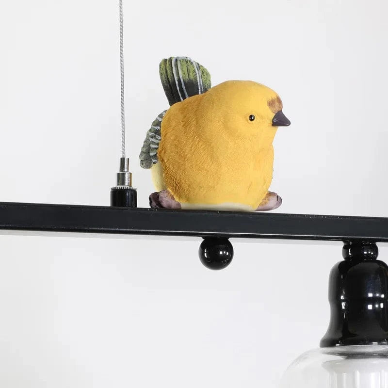 Lustre Nordique Pastorale Fer Verre Résine Oiseau - Salle à Manger Salon Blanc/Noir - Atmosphère Chic | Marco Lucetti