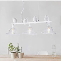 Lustre Nordique Pastorale Fer Verre Résine Oiseau - Salle à Manger Salon Blanc/Noir - Atmosphère Chic | Marco Lucetti