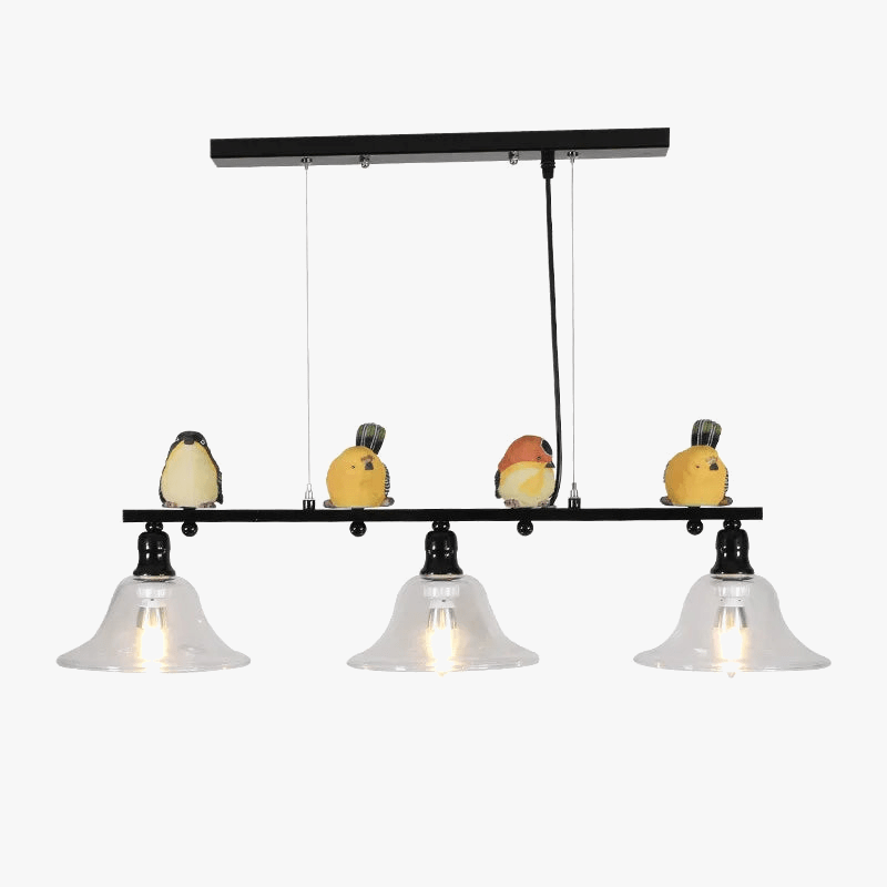 Lustre Nordique Pastorale Fer Verre Résine Oiseau - Salle à Manger Salon Blanc/Noir - Atmosphère Chic | Marco Lucetti