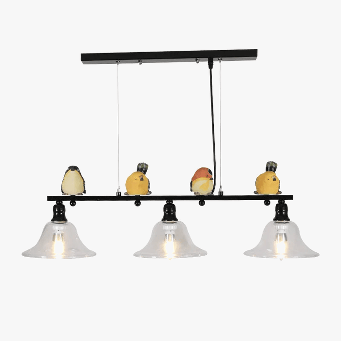 Lustre Nordique Pastorale Fer Verre Résine Oiseau - Salle à Manger Salon Blanc/Noir - Atmosphère Chic | Marco Lucetti