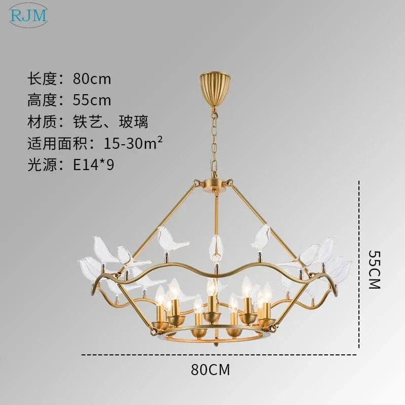 Lustre Nordique Postmoderne en Cuivre avec Design d'Oiseau Créatif - Collection Aviary | Marco Lucetti Jaune