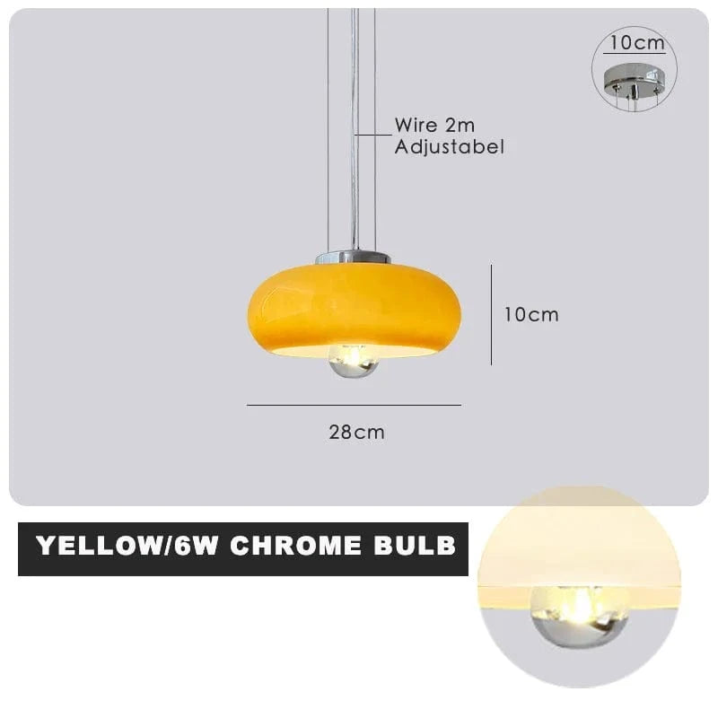 Lustre Nordique Rétro Bauhaus en Métal et Verre - Élégance Scandinave | Marco Lucetti Jaune-6W Chrome