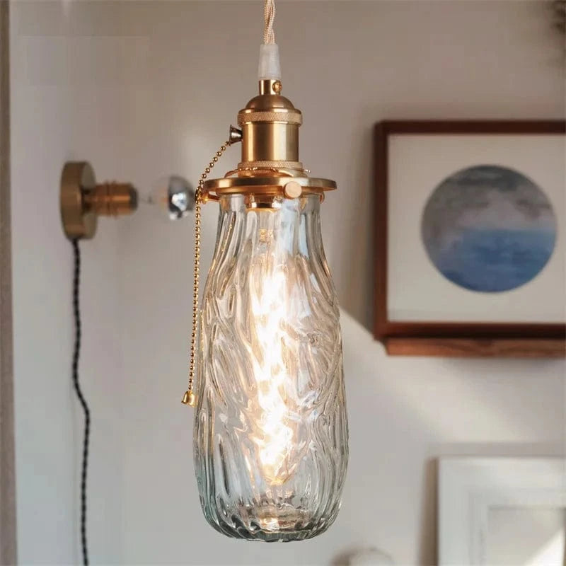 Lustre nordique rétro en laiton avec interrupteur tirage. | Marco Lucetti