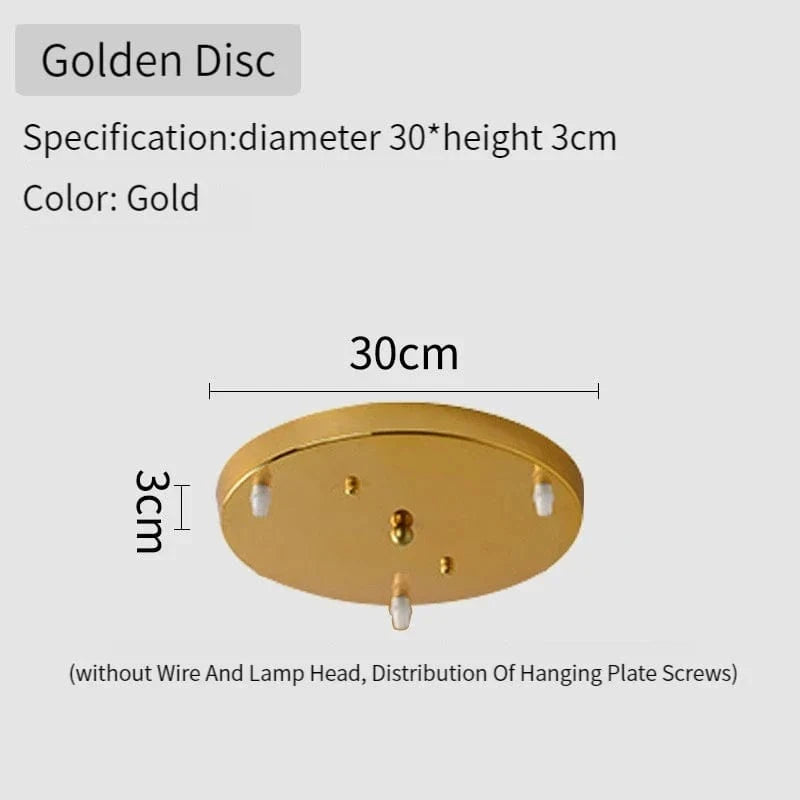 Lustre nordique rétro en laiton avec interrupteur tirage. | Marco Lucetti Disque à 3 têtes / 4W (Max100W) / Blanc chaud