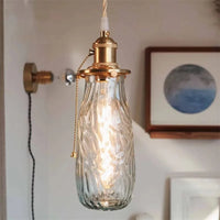 Lustre nordique rétro en laiton avec interrupteur tirage. | Marco Lucetti Transparent / 4W (Max100W) / Blanc chaud