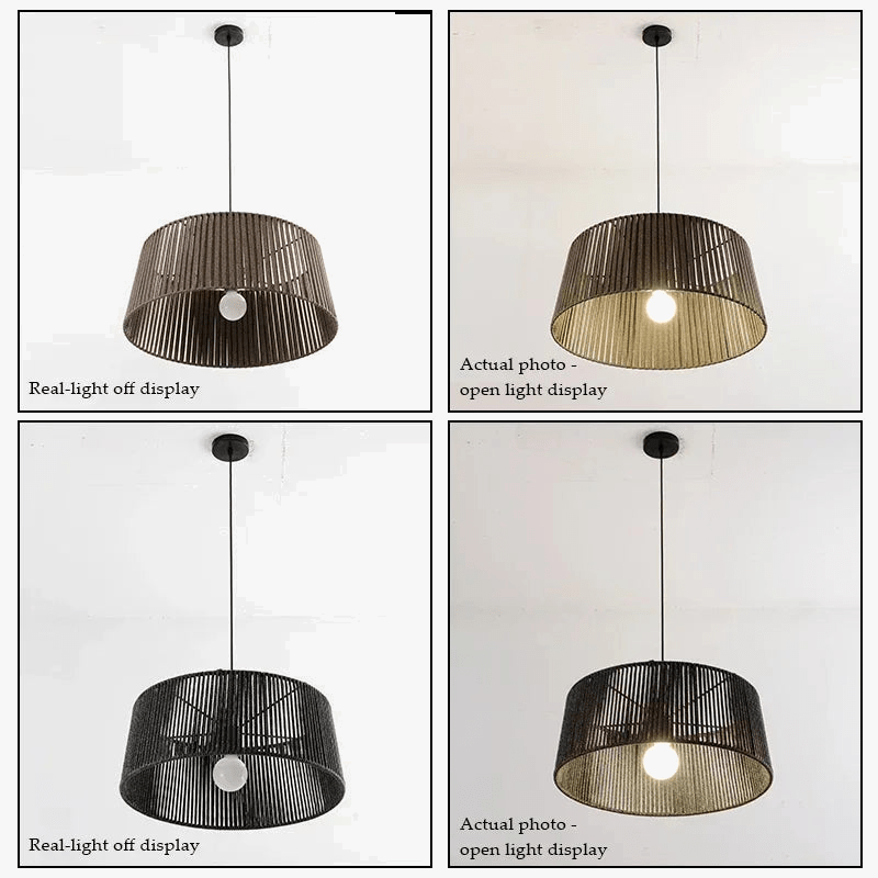 Lustre nordique Sandyha : Corde tissée et lampes LED suspendues. | Marco Lucetti