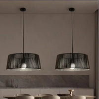 Lustre nordique Sandyha : Corde tissée et lampes LED suspendues. | Marco Lucetti