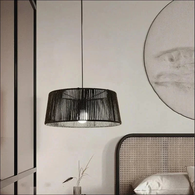 Lustre nordique Sandyha : Corde tissée et lampes LED suspendues. | Marco Lucetti