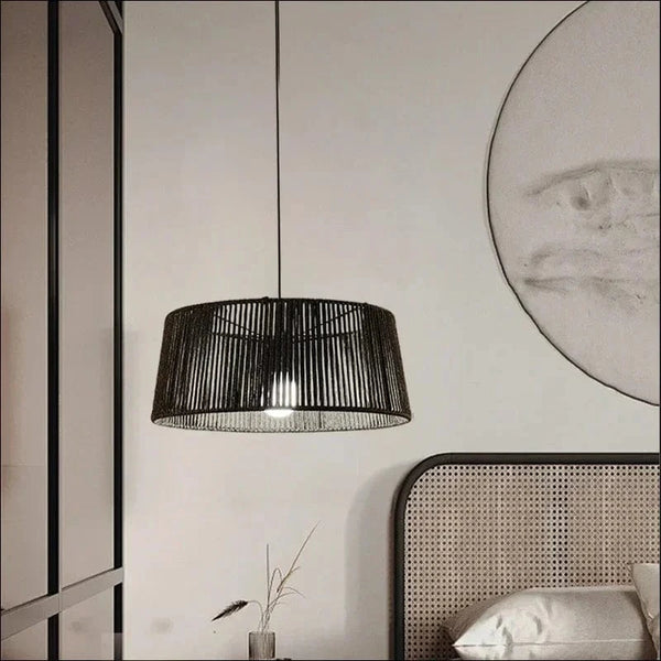 Lustre nordique Sandyha : Corde tissée et lampes LED suspendues. | Marco Lucetti