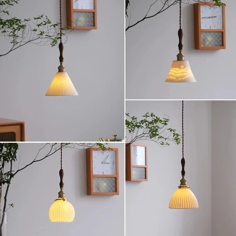 Lustre Nordique Vintage en Céramique et Laiton - Luminaire Suspendu | Marco Lucetti