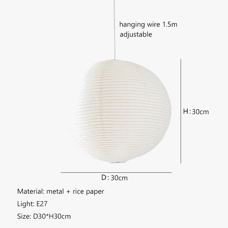 Lustre Nordique Wabi Sabi en Papier de Riz LED Rond - Édition Spéciale