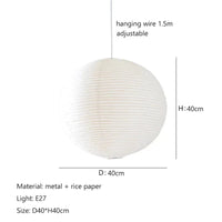 Lustre Nordique Wabi Sabi en Papier de Riz LED Rond - Édition Spéciale | Marco Lucetti D40cm / Lumière blanche