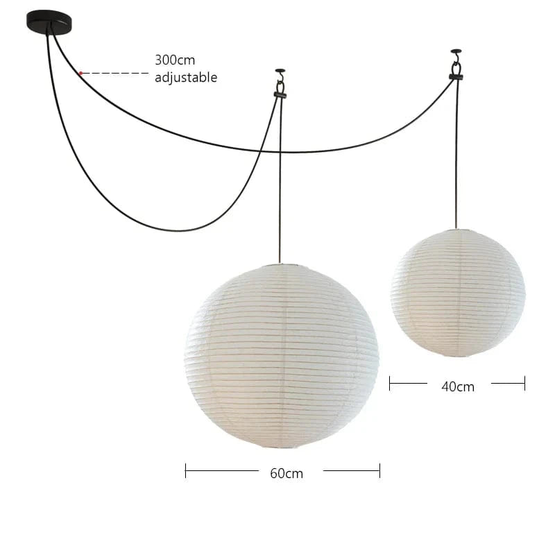Lustre Nordique Wabi Sabi en Papier de Riz LED Rond - Édition Spéciale | Marco Lucetti D60 40cm / Lumière blanche