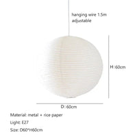 Lustre Nordique Wabi Sabi en Papier de Riz LED Rond - Édition Spéciale | Marco Lucetti D60cm / Lumière blanche