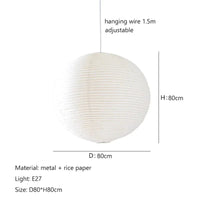 Lustre Nordique Wabi Sabi en Papier de Riz LED Rond - Édition Spéciale | Marco Lucetti D80cm / Lumière blanche