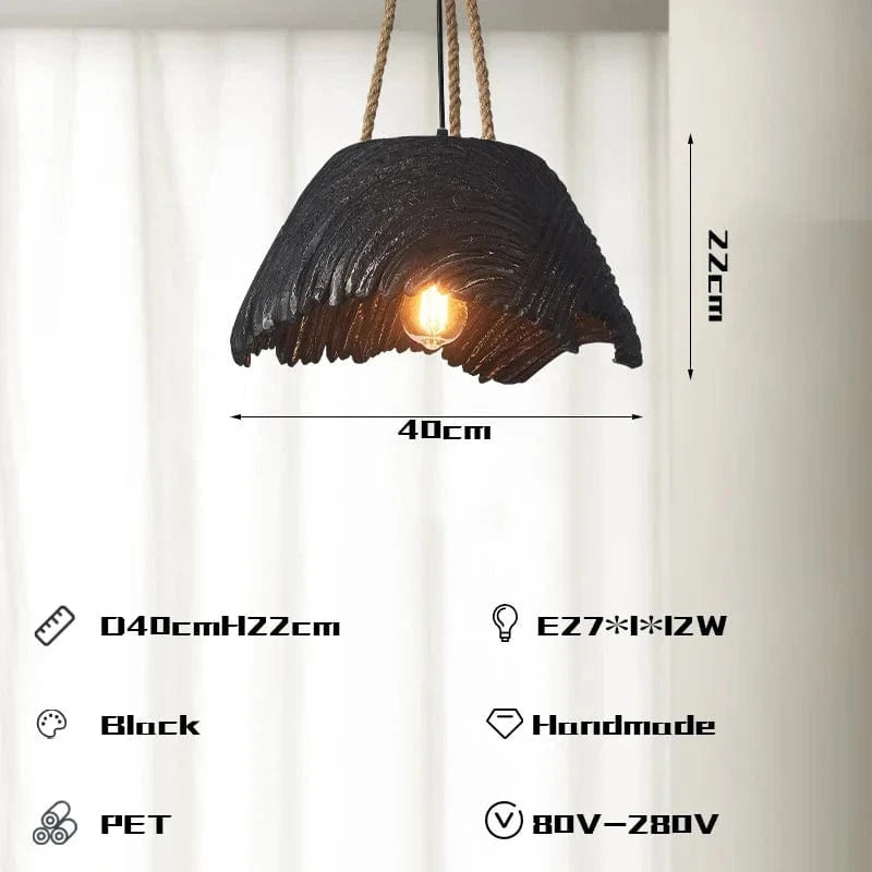 Lustre Nordique Wabi Sabi Imitation Bois Design Exclusif - Décoration Maison | Marco Lucetti Noir / Ampoule intelligente 10W