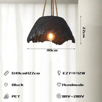 Lustre Nordique Wabi Sabi Imitation Bois Design Exclusif - Décoration Maison | Marco Lucetti Noir / Ampoule intelligente 10W