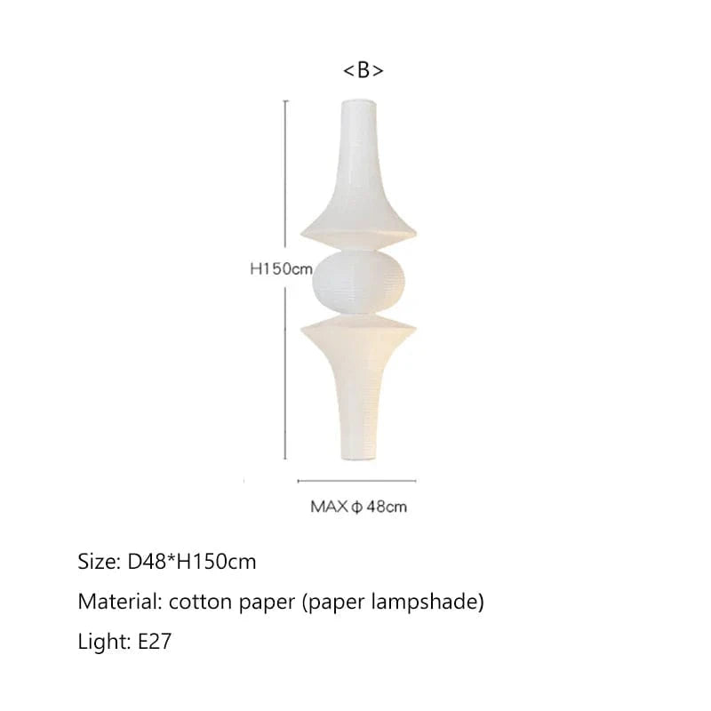 Lustre Nordique Wabi Sabi Vent Papier de Riz Suspension LED Lumières | Marco Lucetti B / Lumière 3 couleurs