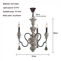 Lustre nostalgique pour salon et chambre - Style rural rétro Américain & français, lampe en fer Art européen | Marco Lucetti