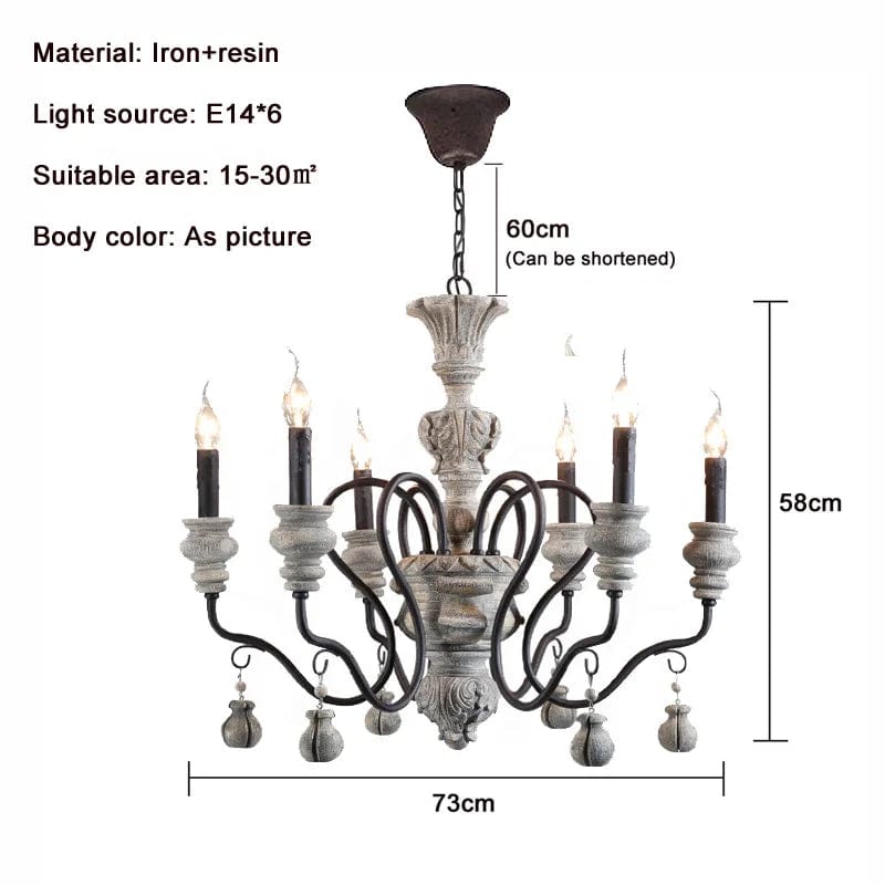 Lustre nostalgique pour salon et chambre - Style rural rétro Américain & français, lampe en fer Art européen | Marco Lucetti