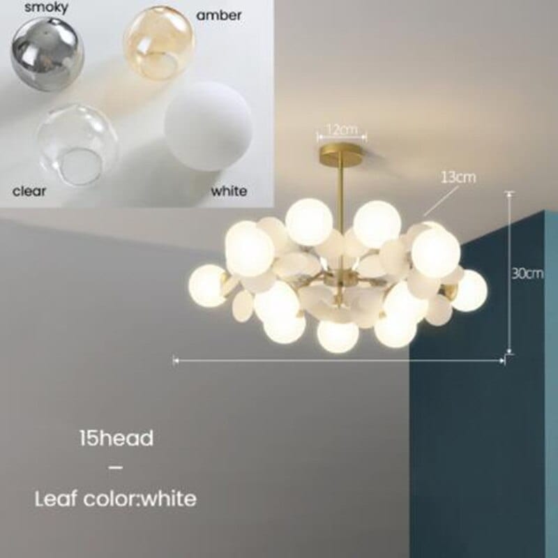 Lustre nuage cristal Rivers | Marco Lucetti 15 lumières - Blanc / Milky / Chaude