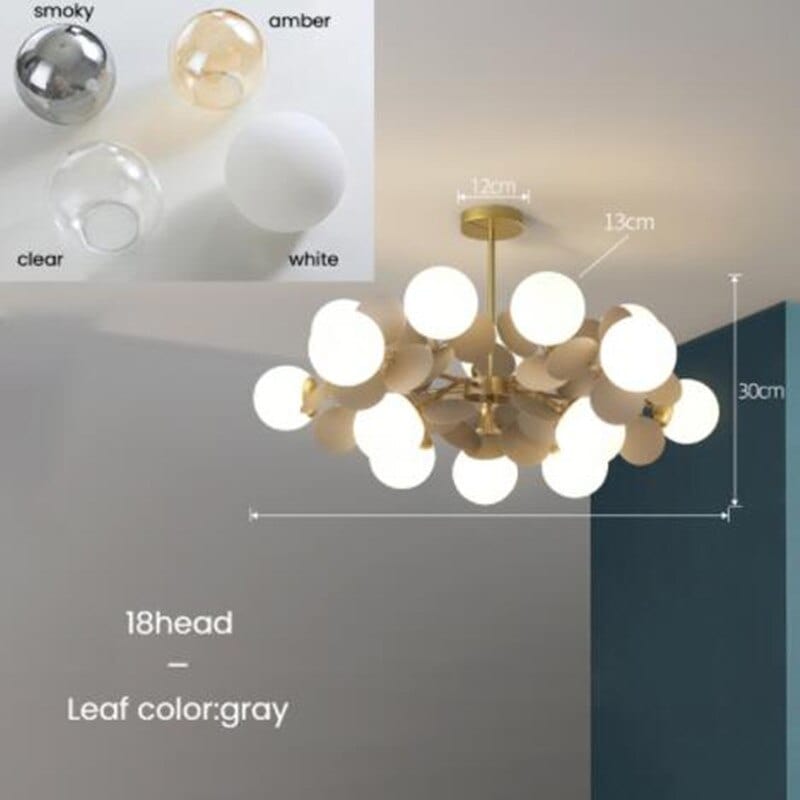 Lustre nuage cristal Rivers | Marco Lucetti 18 lumières - Gris / Gris / Chaude