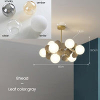 Lustre nuage cristal Rivers | Marco Lucetti 8 lumières - Gris / Milky / Chaude