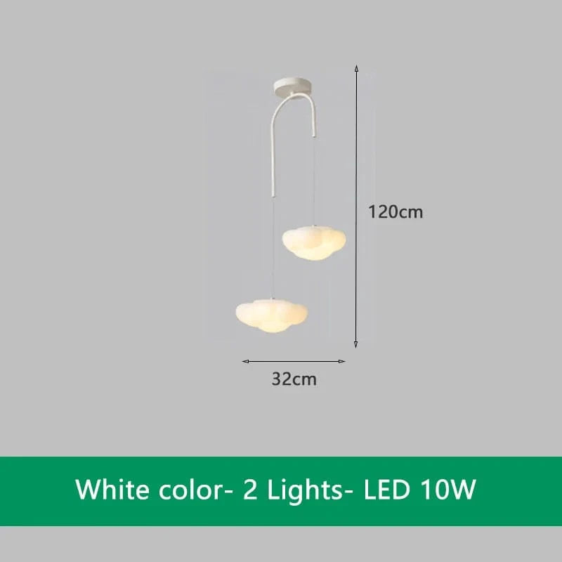 Lustre nuage vert télécommandé pour salle à manger | Marco Lucetti Blanc 2 Lumières / 3 Température de couleur