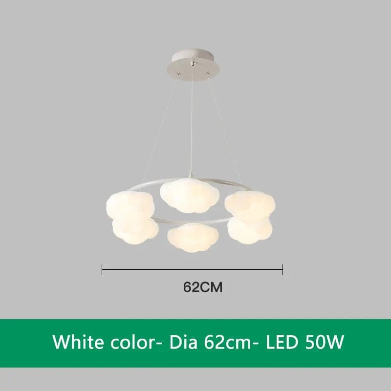 Lustre nuage vert télécommandé pour salle à manger | Marco Lucetti Blanc 6 Lumières / 3 Température de couleur