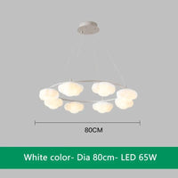 Lustre nuage vert télécommandé pour salle à manger | Marco Lucetti Blanc 8 lumières / 3 Température de couleur
