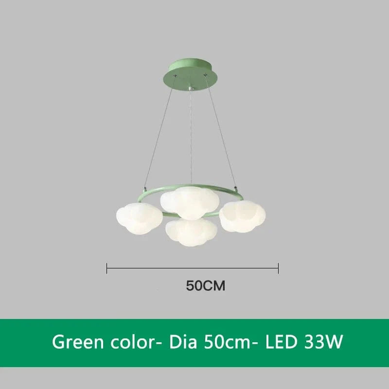 Lustre nuage vert télécommandé pour salle à manger | Marco Lucetti Vert 4 lumières / 3 Température de couleur