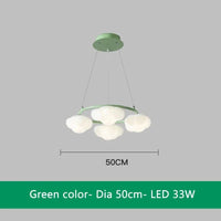 Lustre nuage vert télécommandé pour salle à manger | Marco Lucetti Vert 4 lumières / 3 Température de couleur